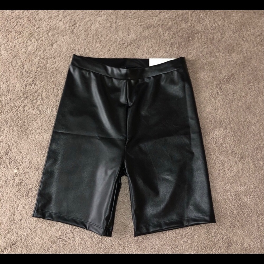 Feaux leather biker shorts